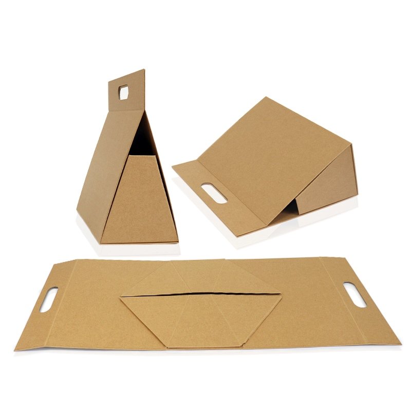 Triangular folding packaging box