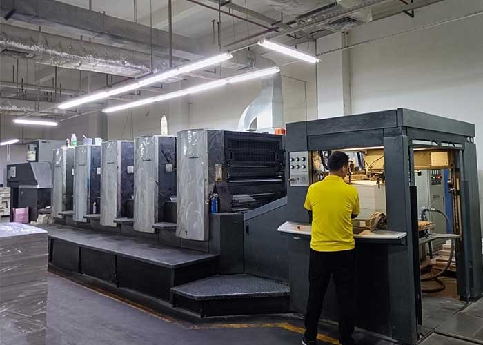 Packaging production equipment in a workshop