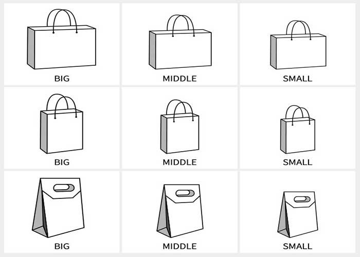 Paper bag size and handle construction options