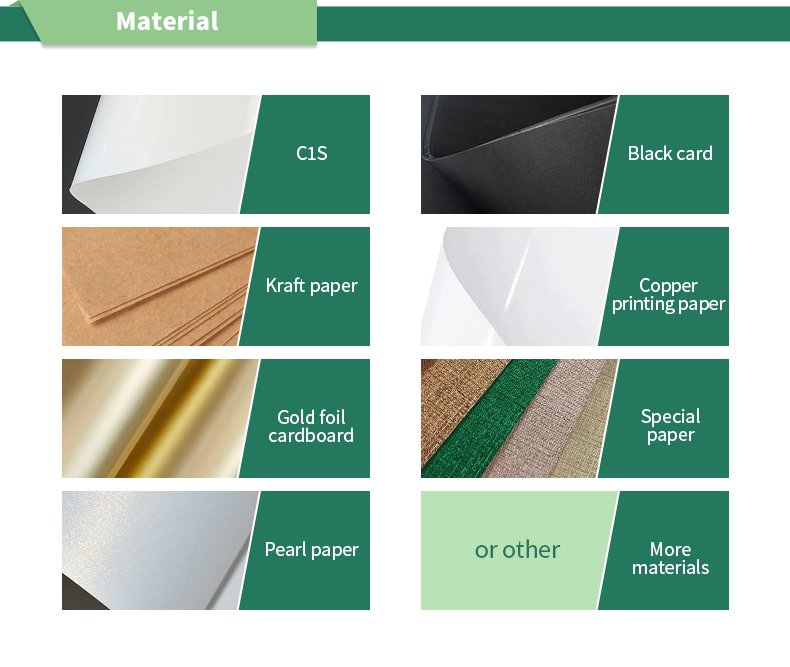 Paper and board material palette for custom packaging
