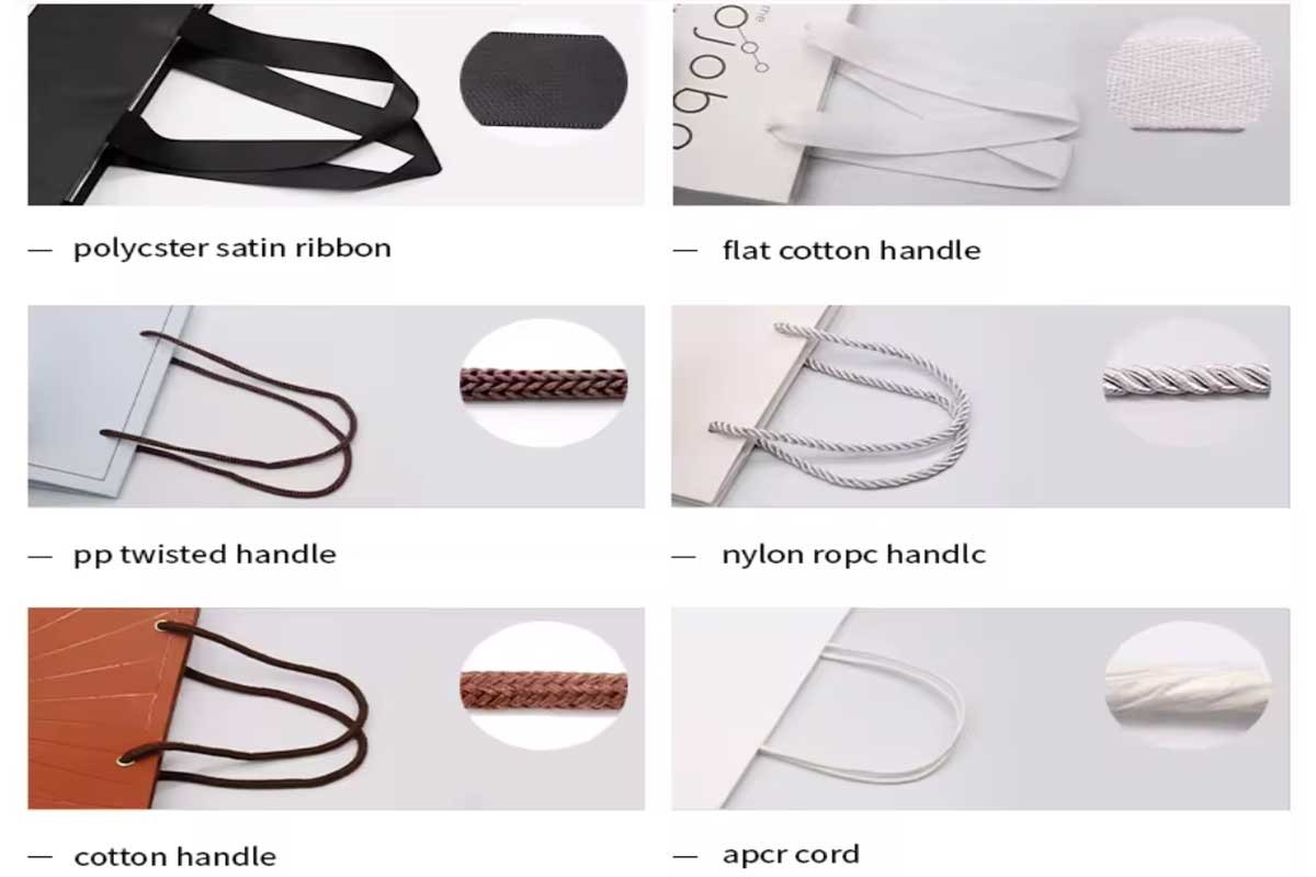 Paper bag handle materials and attachment options