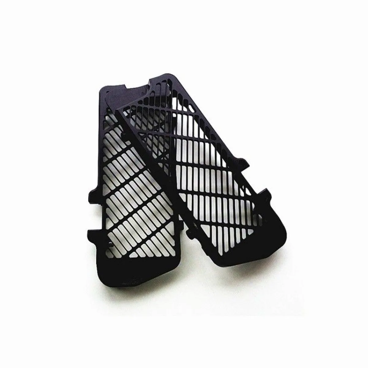 Motorcycle radiator guard product in a workshop setting