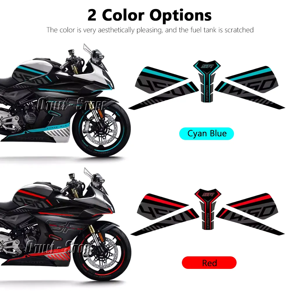For CFMOTO 450SR 450sr 450 SR 2022 2023 Motorcycle Accessories New Cyan blue_Red Decal Gas Oil Fuel