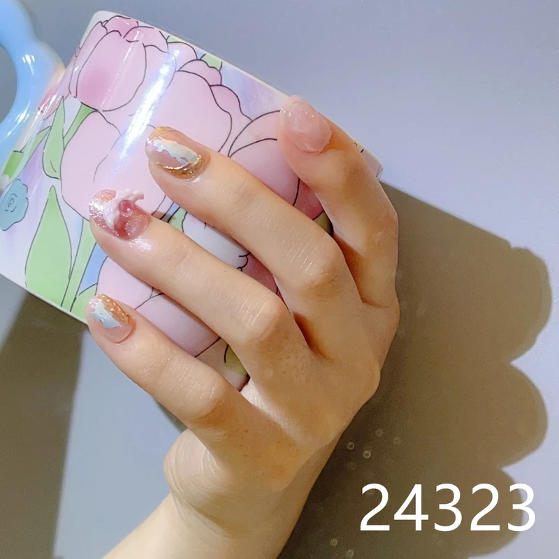 Pink press on nail product sample