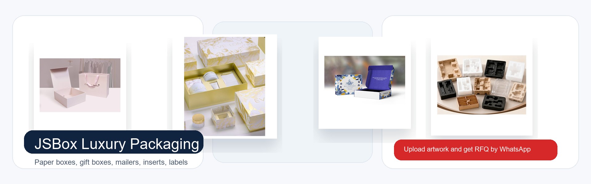 Luxury packaging products and sourcing service banner