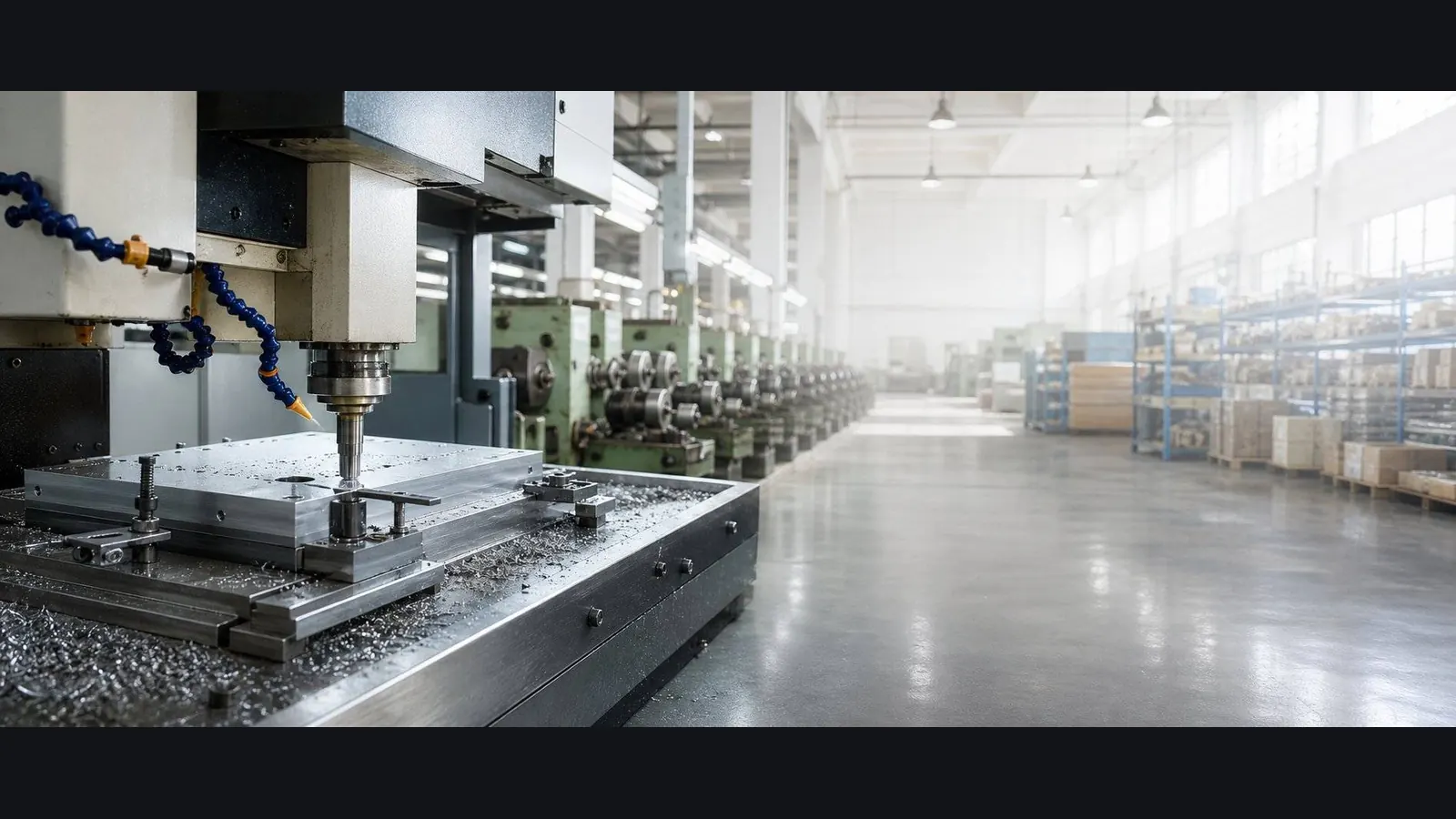 CNC factory production floor for supplier qualification review